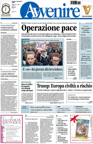 Prima pagina Avvenire di oggi - Quotidiano nazionale