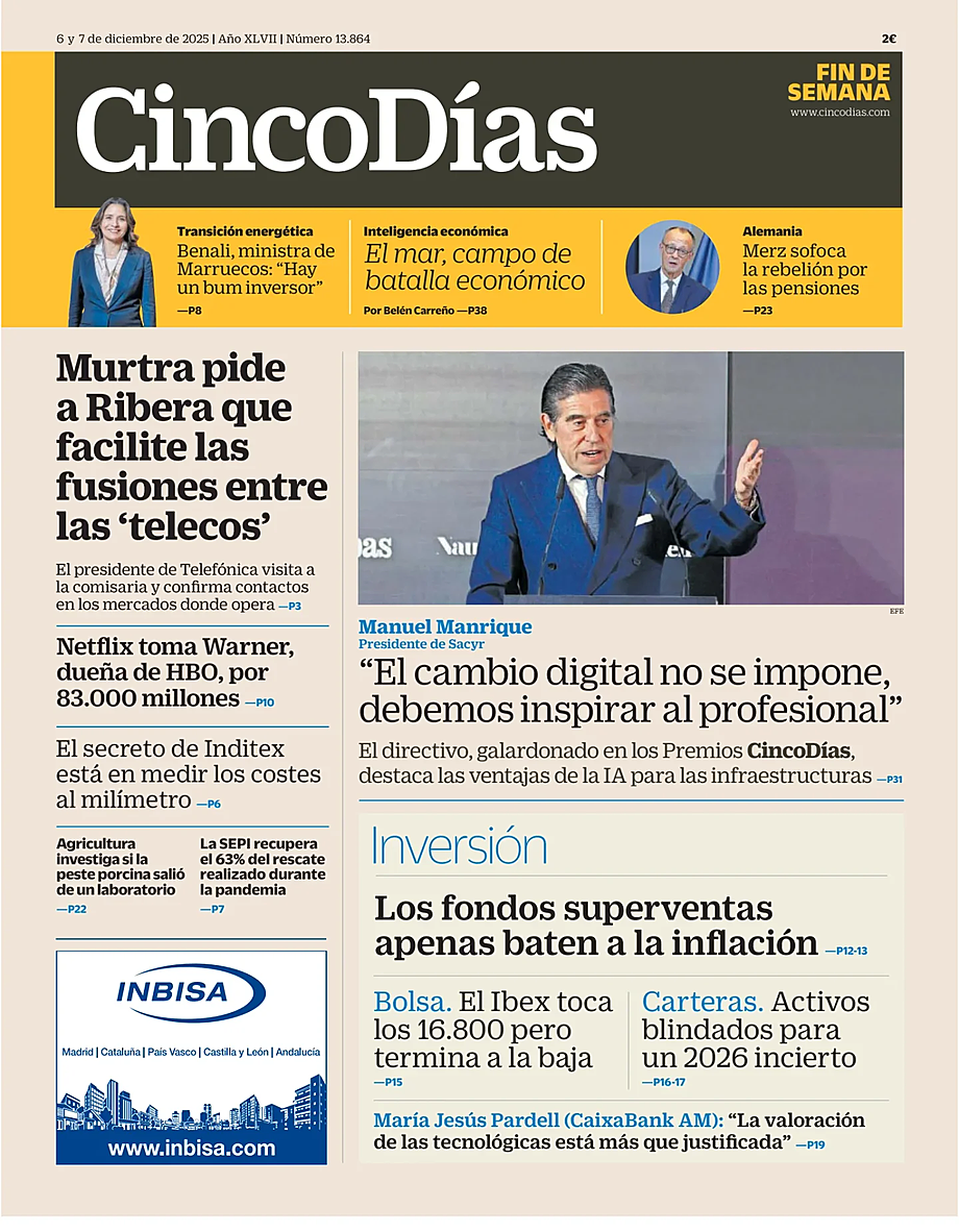 Prima pagina Cinco Días di oggi - Edicola 6 Dicembre 2025