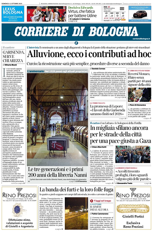 Prima pagina Corriere di Bologna di oggi - Quotidiano regionale