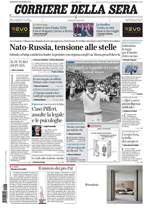 Corriere della Sera prima pagina