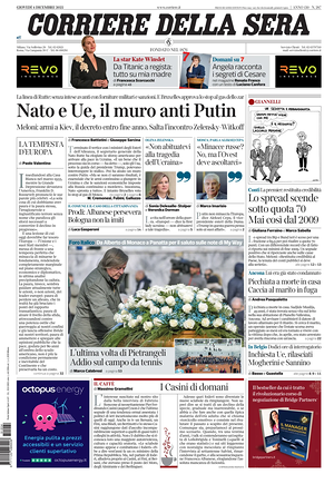 Corriere della Sera prima pagina