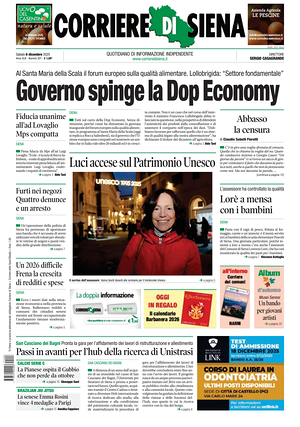 Prima pagina Corriere di Siena di oggi - Quotidiano regionale