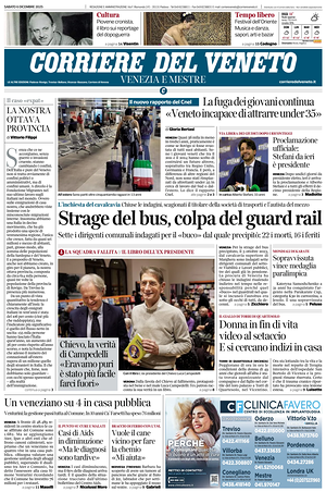 Prima pagina Corriere del Veneto di oggi - Quotidiano regionale