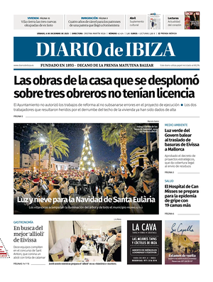 Prima pagina Diario de Ibiza di oggi - Quotidiano regionale
