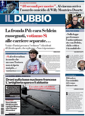 Prima pagina Il Dubbio di oggi - Quotidiano nazionale