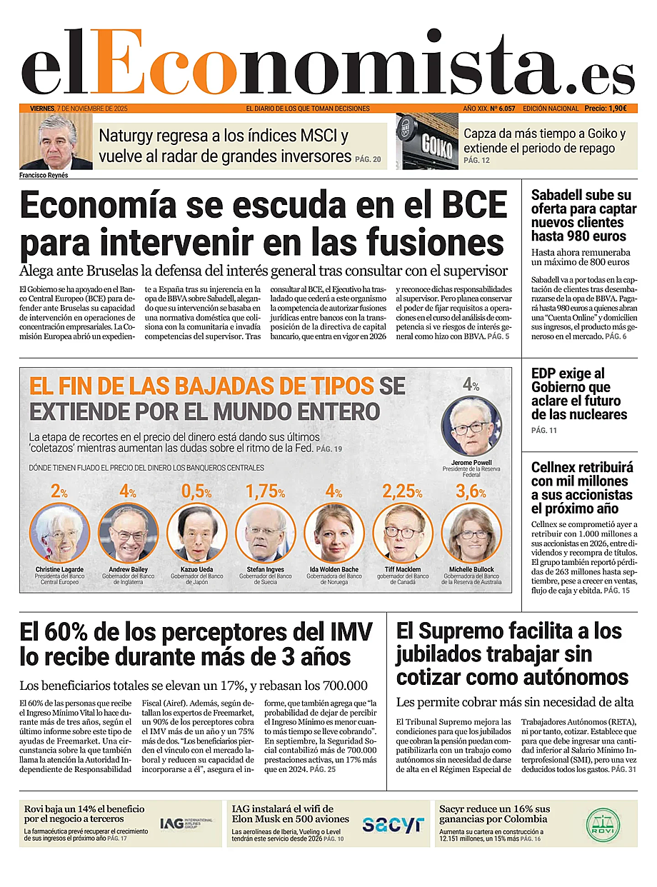 Prima pagina El Economista di oggi - Edicola 7 Novembre 2025