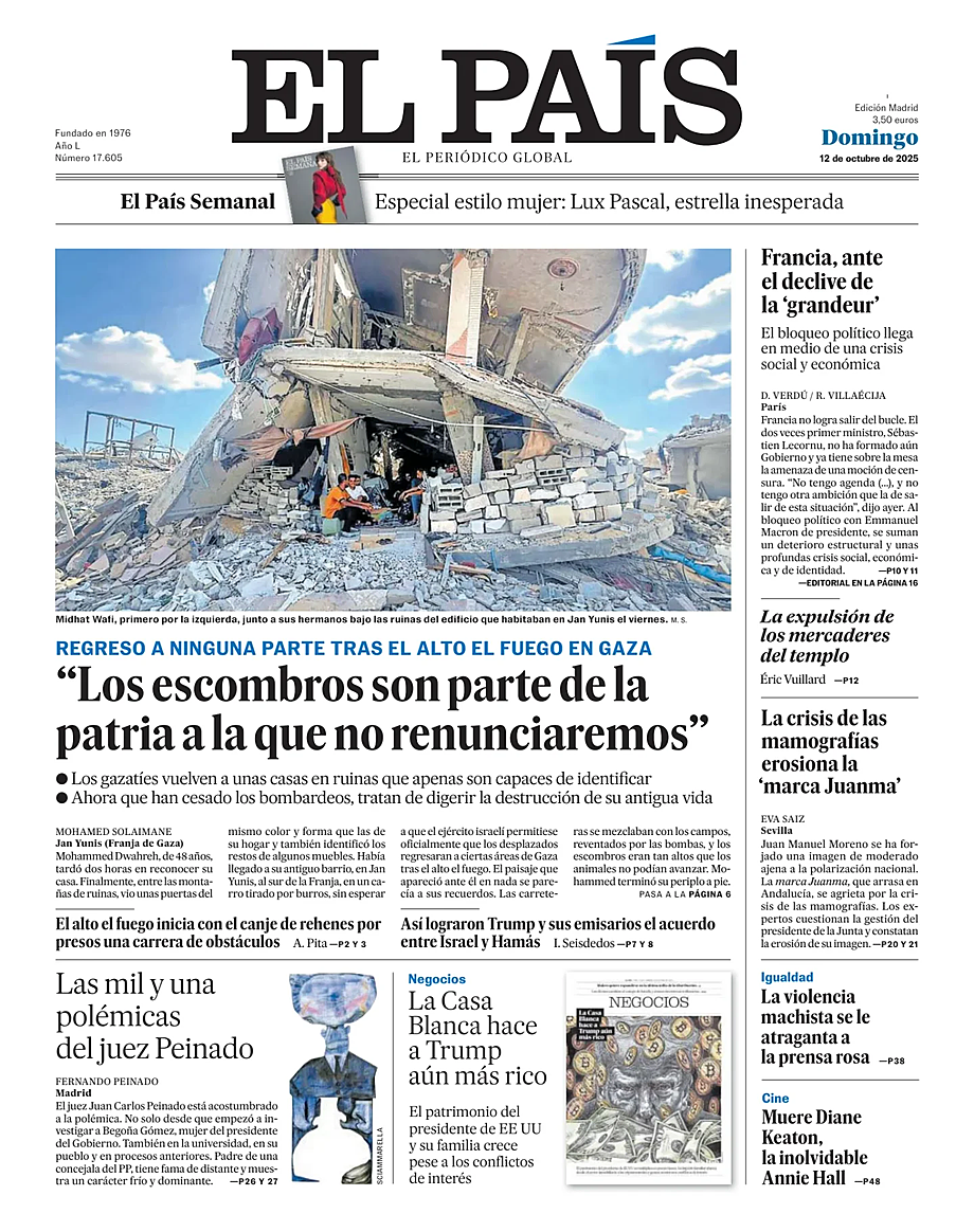 Prima pagina El País di oggi - Edicola 12 Ottobre 2025