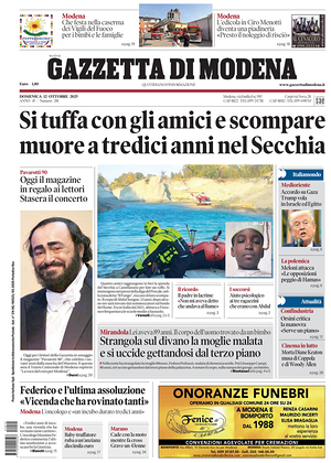 Prima pagina Gazzetta di Modena di oggi - Quotidiano regionale
