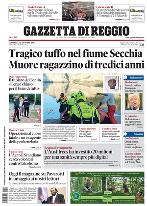 Prima pagina Gazzetta di Reggio di oggi - Quotidiano regionale
