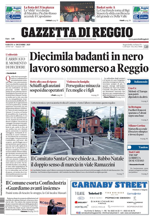 Prima pagina Gazzetta di Reggio di oggi - Quotidiano regionale
