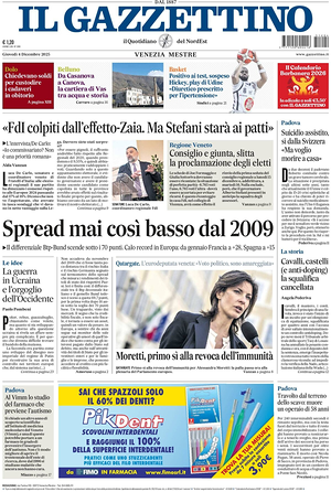 Il Gazzettino prima pagina