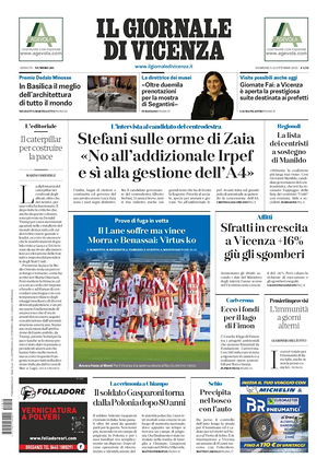 Prima pagina Il Giornale di Vicenza di oggi - Quotidiano regionale