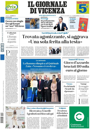 Prima pagina Il Giornale di Vicenza di oggi - Quotidiano regionale