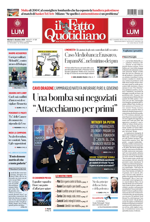 Il Fatto Quotidiano prima pagina