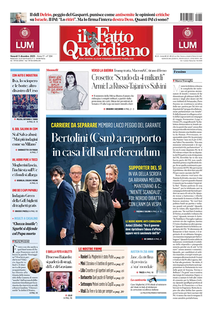 Il Fatto Quotidiano prima pagina