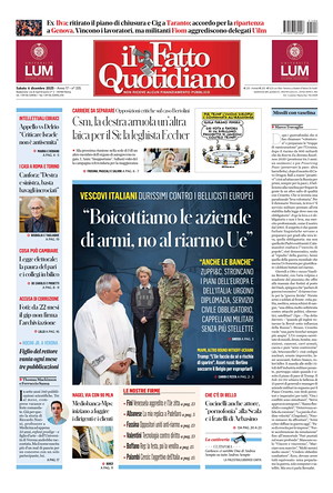 Prima pagina Il Fatto Quotidiano di oggi - Quotidiano nazionale