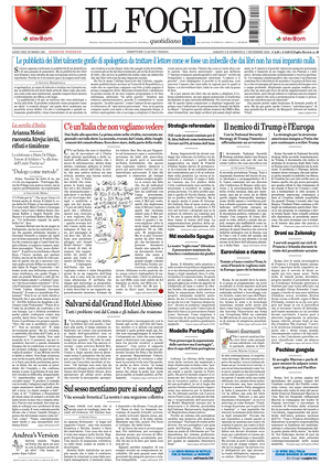Prima pagina Il Foglio di oggi - Quotidiano nazionale