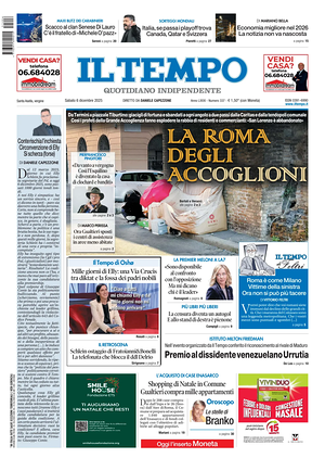 Prima pagina Il Tempo di oggi - Quotidiano regionale