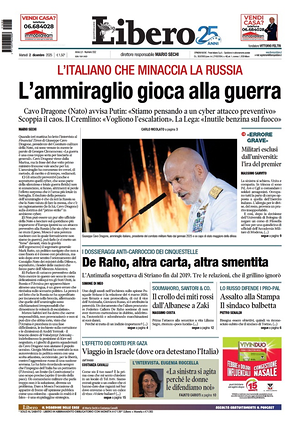 Libero Quotidiano prima pagina