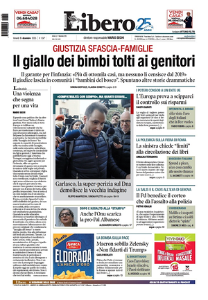 Libero Quotidiano prima pagina