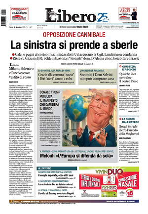 Prima pagina Libero Quotidiano di oggi - Quotidiano nazionale