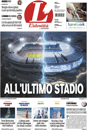 Prima pagina L'Identità di oggi - Quotidiano nazionale