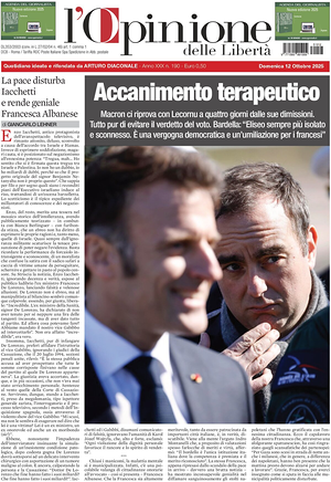 Prima pagina L'Opinione delle Libertà di oggi - Quotidiano nazionale