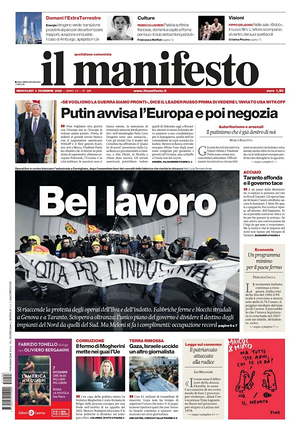 Il Manifesto prima pagina