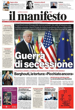 Prima pagina Il Manifesto di oggi - Quotidiano nazionale