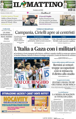 Prima pagina Il Mattino di oggi - Quotidiano nazionale