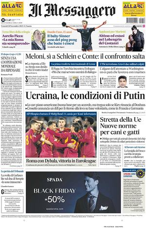 Il Messaggero prima pagina