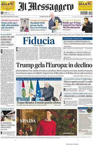 Prima pagina Il Messaggero di oggi - Quotidiano nazionale