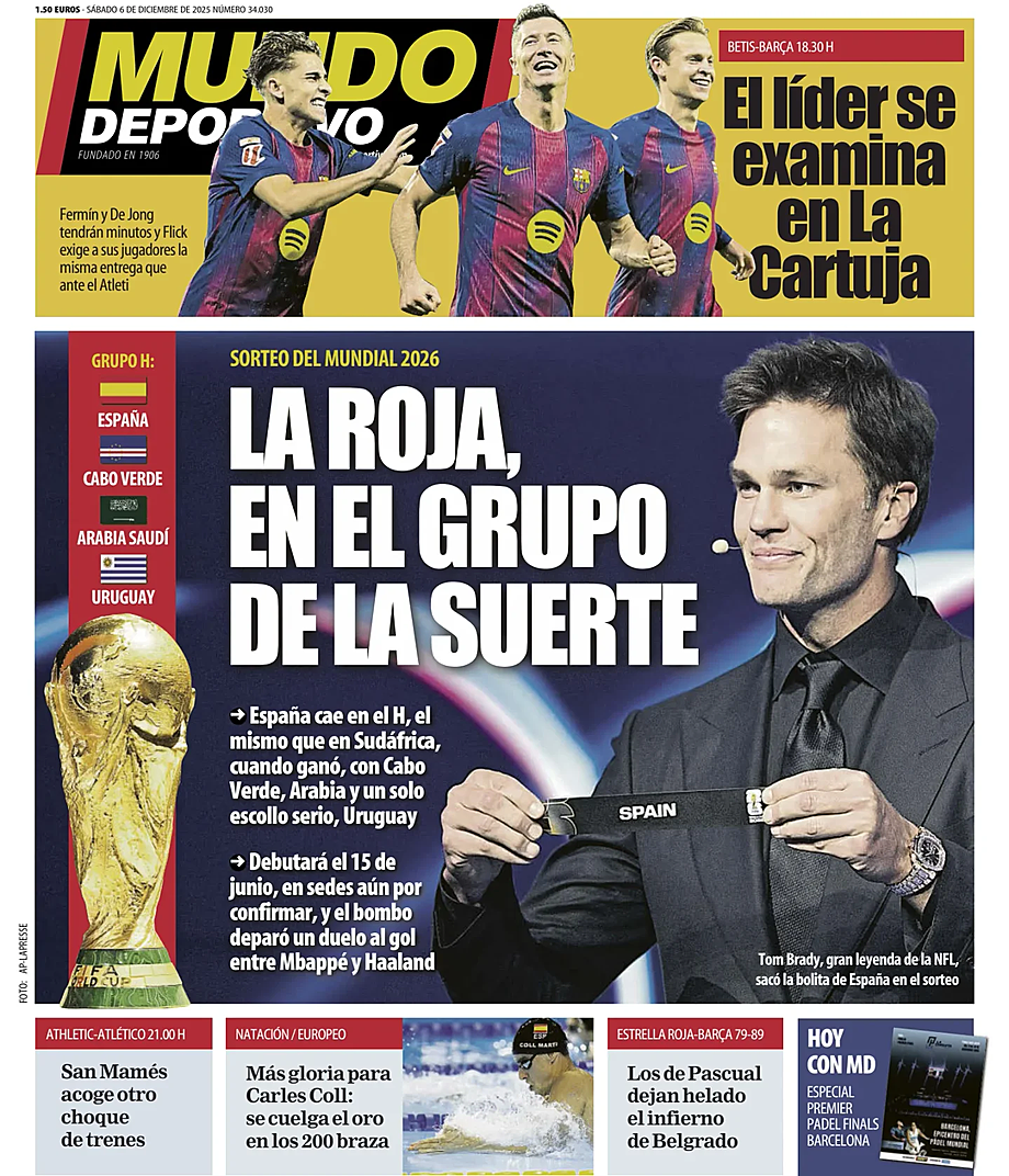 Prima pagina Mundo Deportivo di oggi - Edicola 6 Dicembre 2025