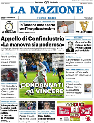 Prima pagina La Nazione di oggi - Quotidiano regionale