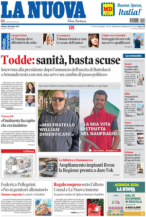 Prima pagina La Nuova Sardegna di oggi - Quotidiano regionale