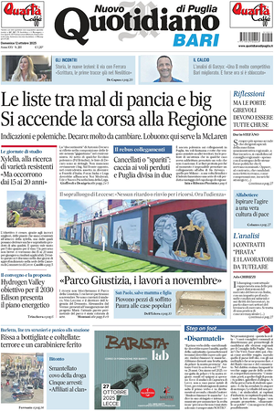 Prima pagina Nuovo Quotidiano di Puglia (Bari) di oggi - Quotidiano regionale