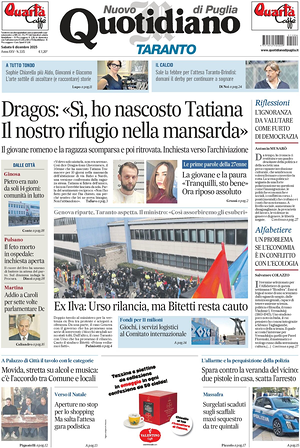 Prima pagina Nuovo Quotidiano di Puglia (Taranto) di oggi - Quotidiano regionale