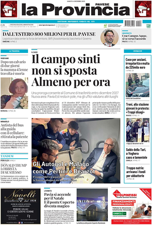 Prima pagina La Provincia Pavese di oggi - Quotidiano regionale