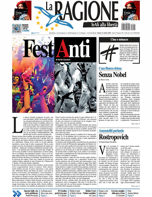 Prima pagina La Ragione di oggi - Quotidiano nazionale