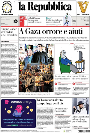 Prima pagina La Repubblica di oggi - Quotidiano nazionale