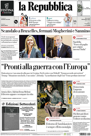La Repubblica prima pagina