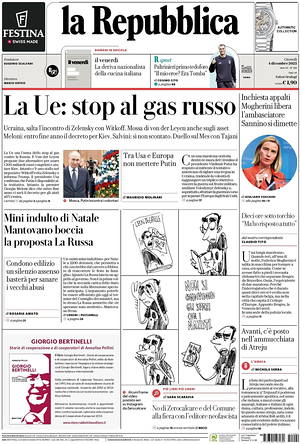 La Repubblica prima pagina