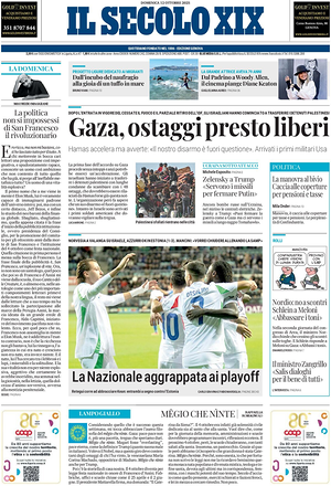 Prima pagina Il Secolo XIX di oggi - Quotidiano nazionale