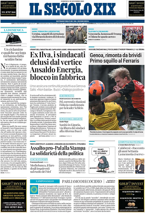 Il Secolo XIX prima pagina