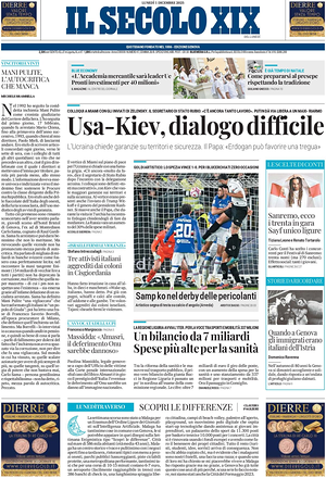 Il Secolo XIX prima pagina