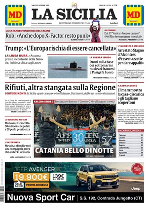 Prima pagina La Sicilia di oggi - Quotidiano regionale