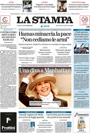 Prima pagina La Stampa di oggi - Quotidiano nazionale