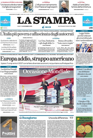 Prima pagina La Stampa di oggi - Quotidiano nazionale