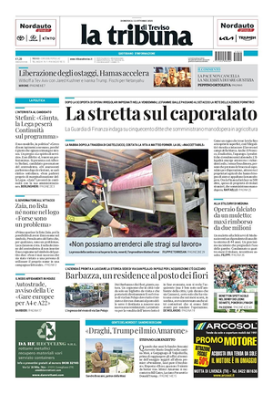 Prima pagina La Tribuna di Treviso di oggi - Quotidiano regionale