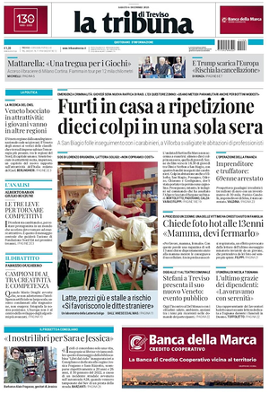 Prima pagina La Tribuna di Treviso di oggi - Quotidiano regionale
